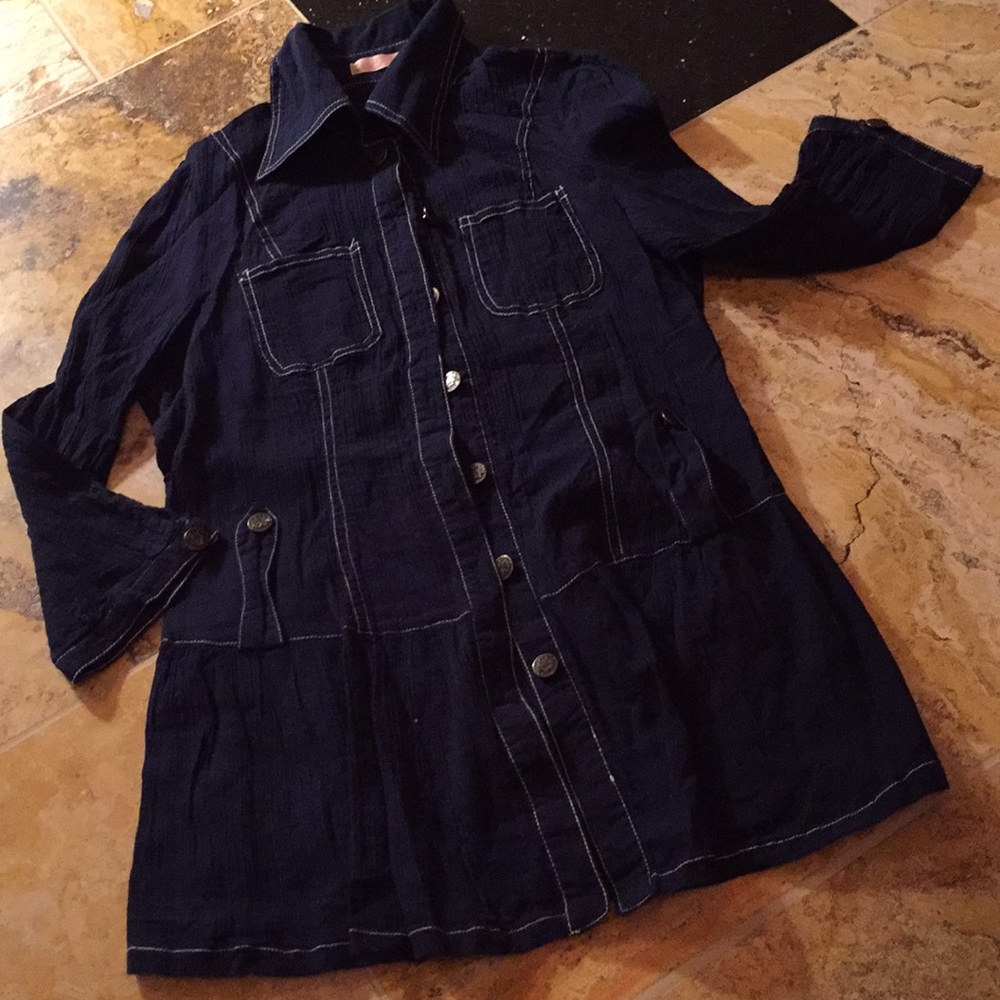ECA Navy tunic bust 14” length 24” sleeve 16”